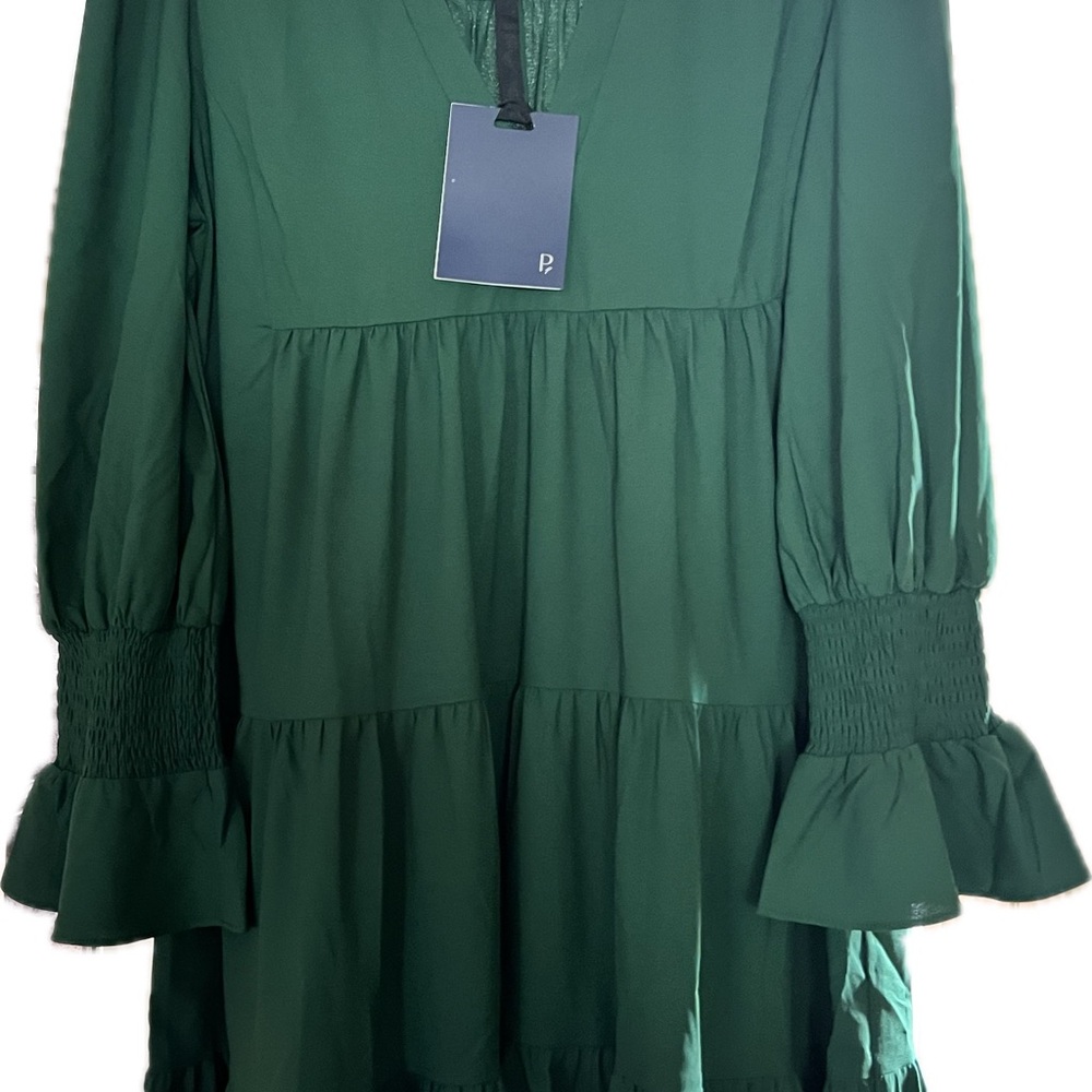 Pomander Place. Hunter Green Crepe Kenzo Dress. Size Large. Never worn
